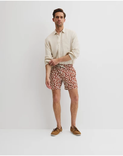Country Road - Recycled Polyester Leaf Print Swim Short