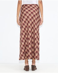 Dazie - Bronte Bias Cut Check Maxi Skirt