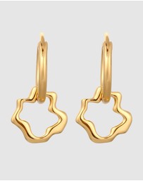 Elli Jewelry - Earrings Hoop Flower Design 925 Sterling Silver Gold Plated