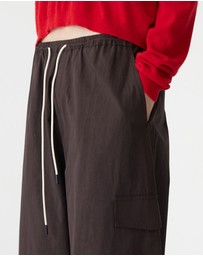 Bassike - Crushed Cotton Layered Pants