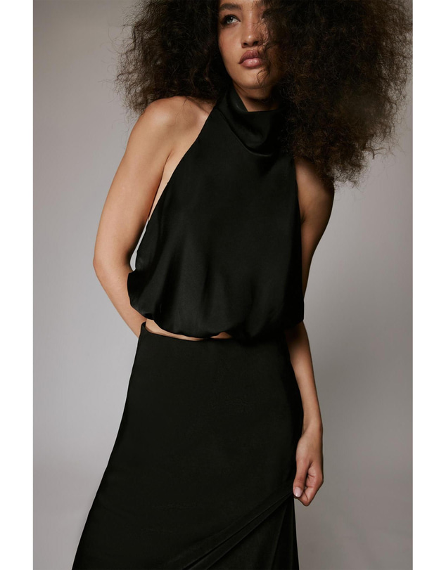 Bardot - Sandri Satin High Neck Top