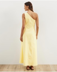 Atmos&Here - Oralie One Shoulder Linen Blend Midi Dress