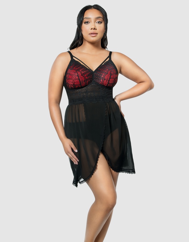 Parfait - Mia Lace & Mesh Padded Full Bust Chemise