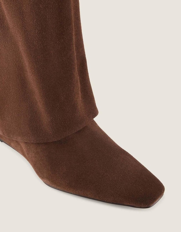 Shelly Shen - Tatum Heel Long Boots Chocolate Suede