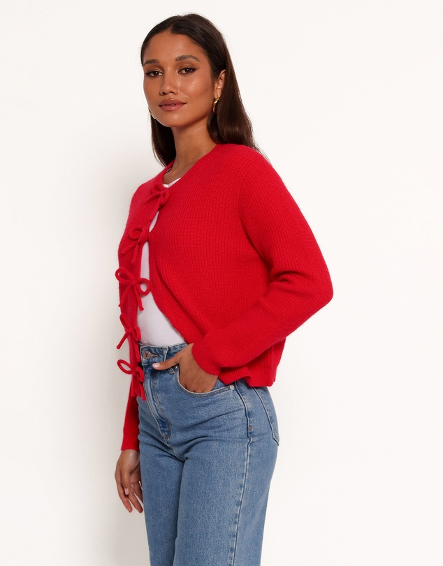 Petal & Pup - Wilde Bow Front Cardigan - Red
