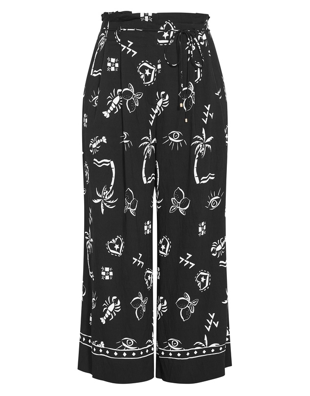 City Chic - Plus size Resort Border Print Pant - black
