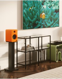 iWorld - Kanto REN 200W Powered Bookshelf Speakers with HDMI ARC, USB-C, and Bluetooth 5.3 - Matte Orange, Pair