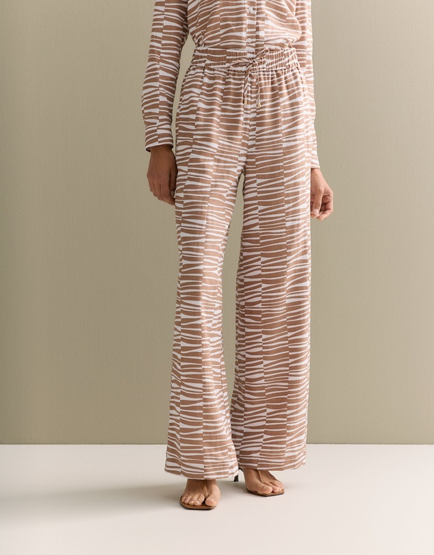 Trenery - Linen Abstract Geo Print Pull On Pant in Hazel