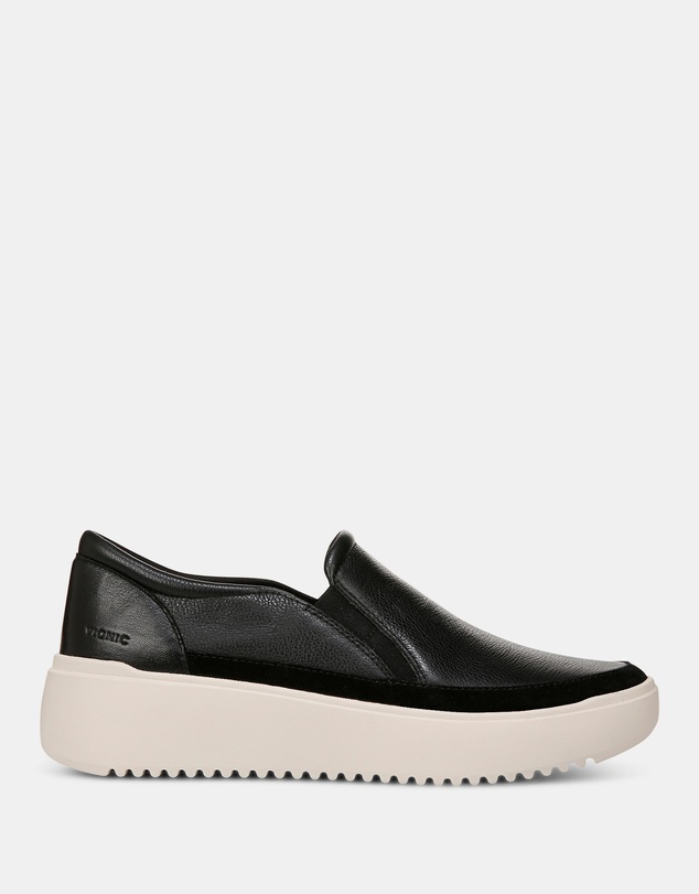 Vionic - Kearny Platform Slip-On Casual Sneaker - Black Leather