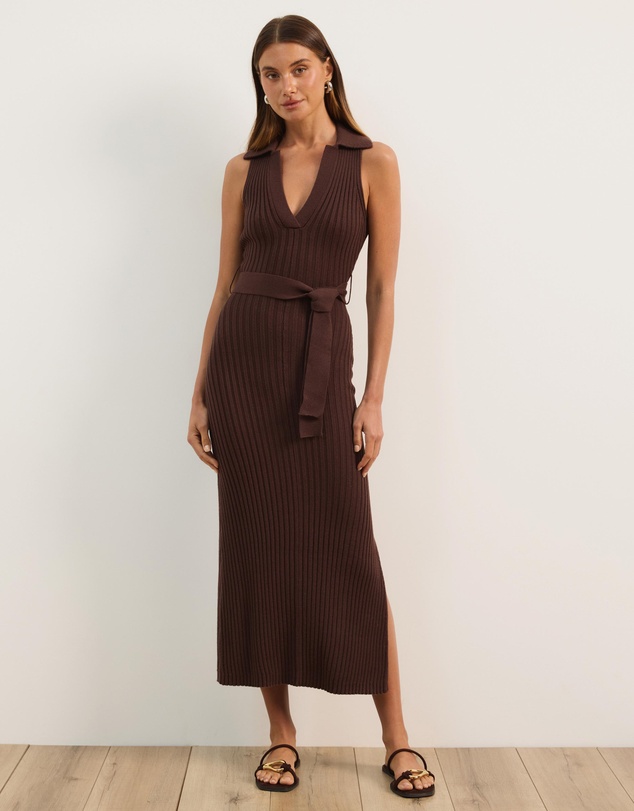 Atmos&Here - Joni Sleeveless Rib Knit Midi Dress