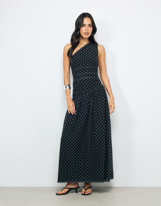 AERE - Hazel One Shoulder Mesh Dress