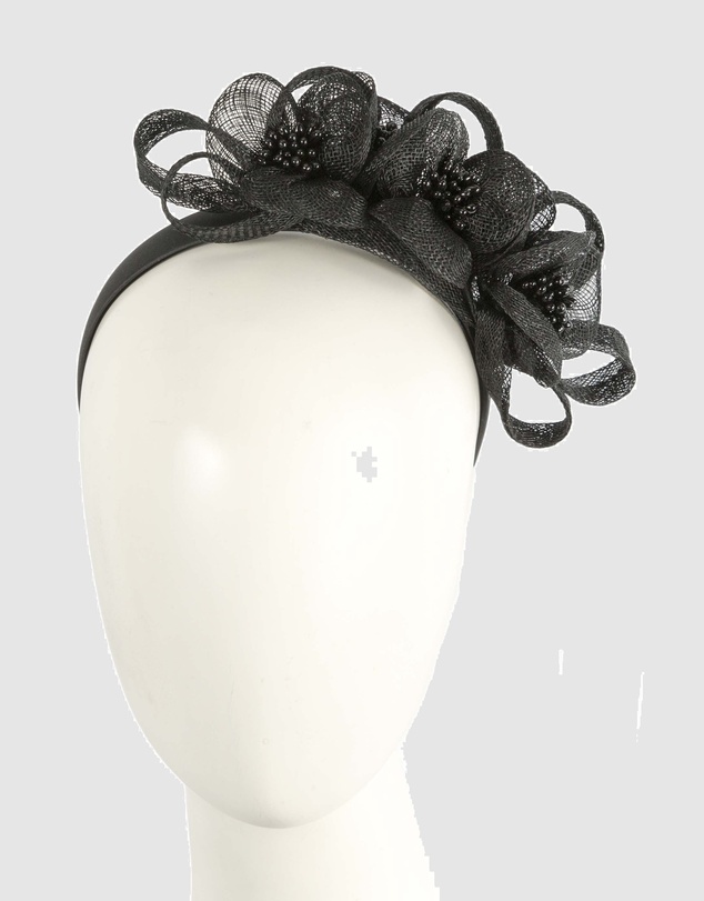 Max Alexander - Small Black Sinamay Flowers Fascinator