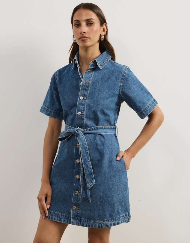 Atmos&Here - Nina Short Sleeve Denim Shirt Dress