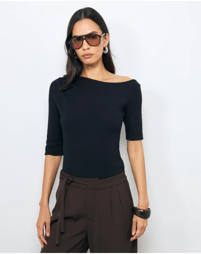 AERE - Off Shoulder Ribbed T-Shirt