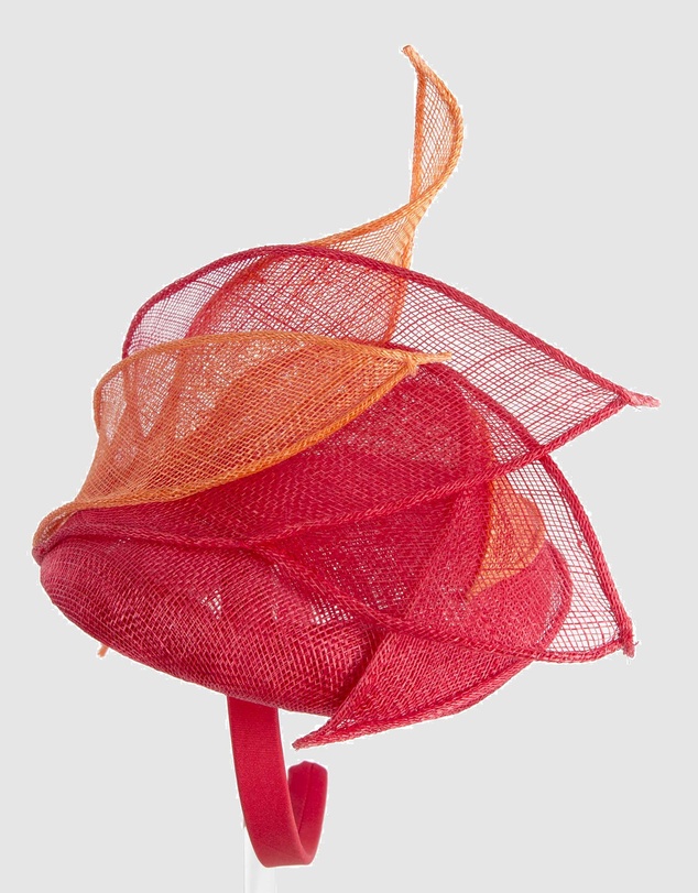 Max Alexander - Pillbox Red Orange Racing Fascinator