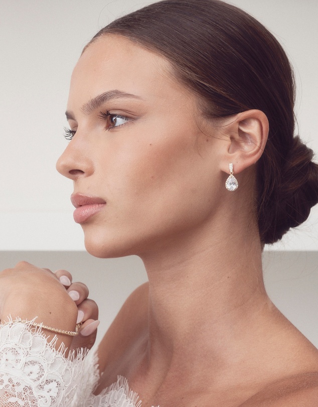 The White Collection - Melissa - Crystal Gold Bridal Earrings