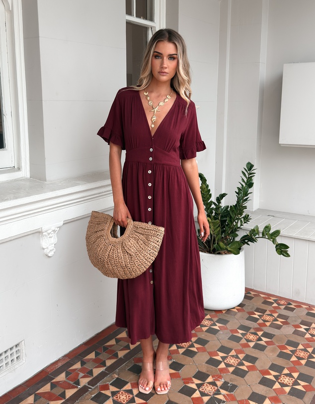 Esther & Co - Korbela Dress - Bordeaux
