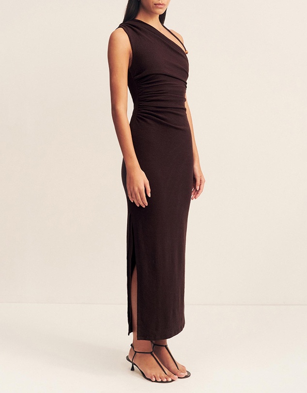 Shona Joy - Beau Gathered Asymmetrical Midi Dress