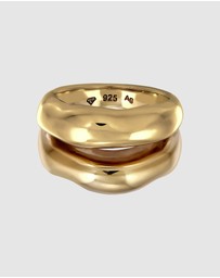 Elli Jewelry - Ring Chunky Organic Structure 925 Sterling Silver Gold-Plated