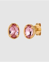 Elli Jewelry - Earrings Stud Crystal Oval 925 Sterling Silver Gold-Plated