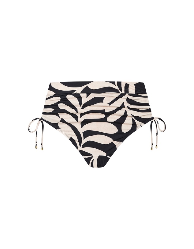 City Chic - Plus size Taranto Print Hi Waist Bikini Brief - black