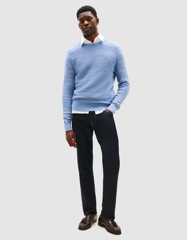 Tommy Hilfiger - Textured Stripe Crew Neck Jumper