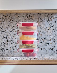 Joseph Joseph - Nest™ Lock 4-piece Rectangular Storage Container Set (Red)
