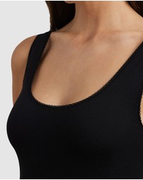 Lauren by Ralph Lauren - Cotton & Lace Scoop Neck Tank Top
