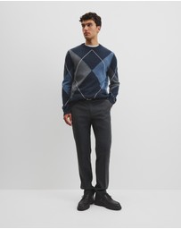 Country Road - Merino Wool Argyle Crew Neck Knit
