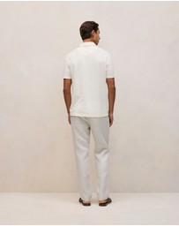 Trenery - Linen Cotton Jersey Polo in Parchment