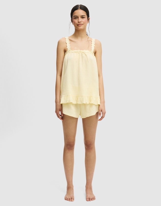Cotton On Body - Cotton Lace Trim Babydoll Cami Set