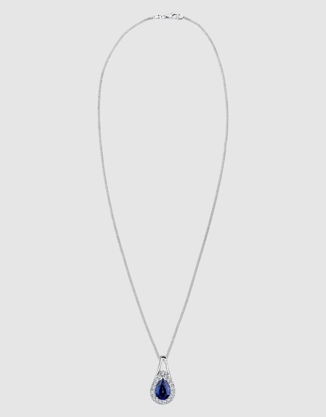 Elli Jewelry - Necklace Sapphire Drop 925 Sterling Silver
