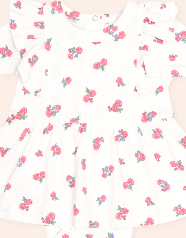 Huxbaby - Floral Pointelle Sleeveless Dress Romper and Headband - Babies