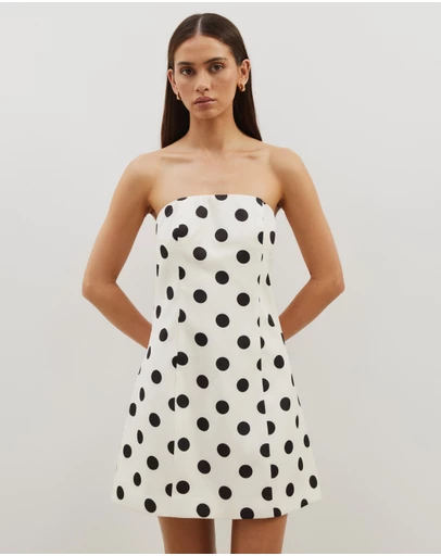 Atmos&Here - Polka Dot Strapless Mini Dress