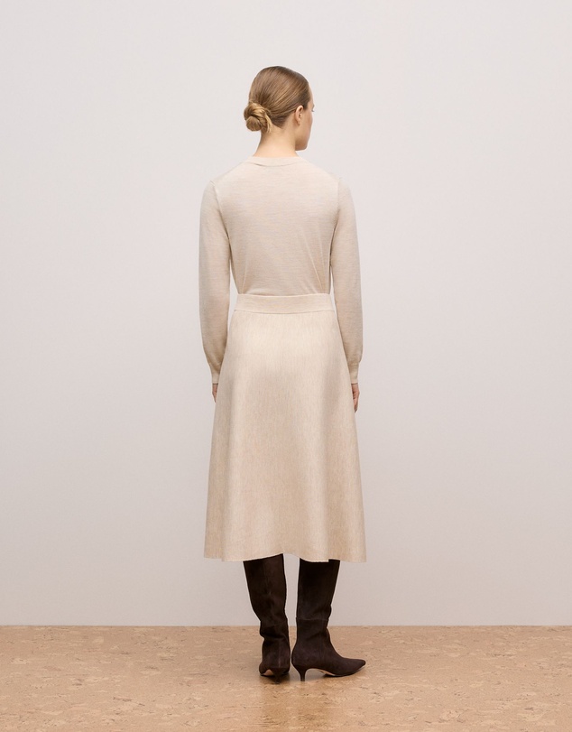 Trenery - Merino Milano Knit Skirt in Oat Marle