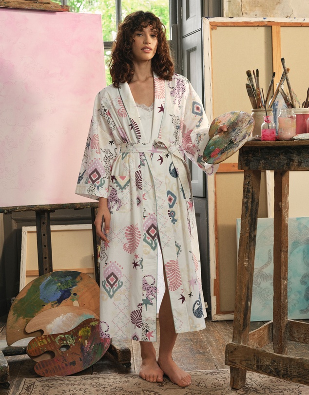 Chelsea Peers - Cotton Poplin Ikat Longline Kimono