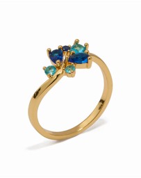 Lovisa - Gold Plated Blue Cubic Zirconia Cluster Ring