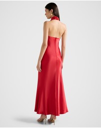 Forever New - Yvette Halter Neck Satin Maxi Dress