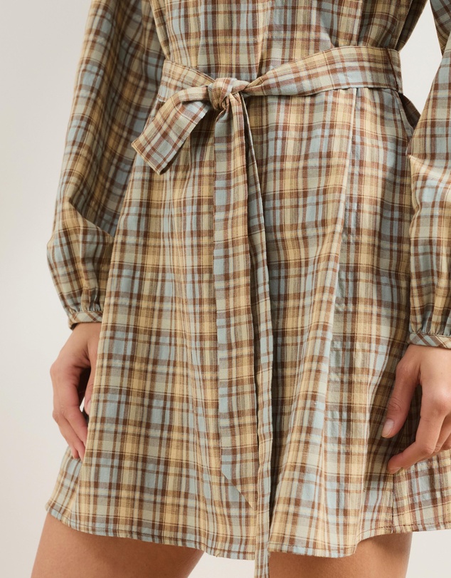 Atmos&Here - Elva Checkered Cotton Blend Mini Dress