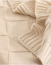 Living Textiles - Pram Knitted Blanket - Checkered Sand
