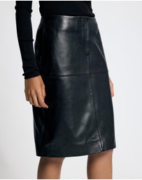 Lover - Hollis 100% Leather Midi Skirt