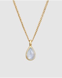 Elli Jewelry - Necklace Drop Pendant Elegant with Moonstone in 925 Sterling Silver Gold Plated