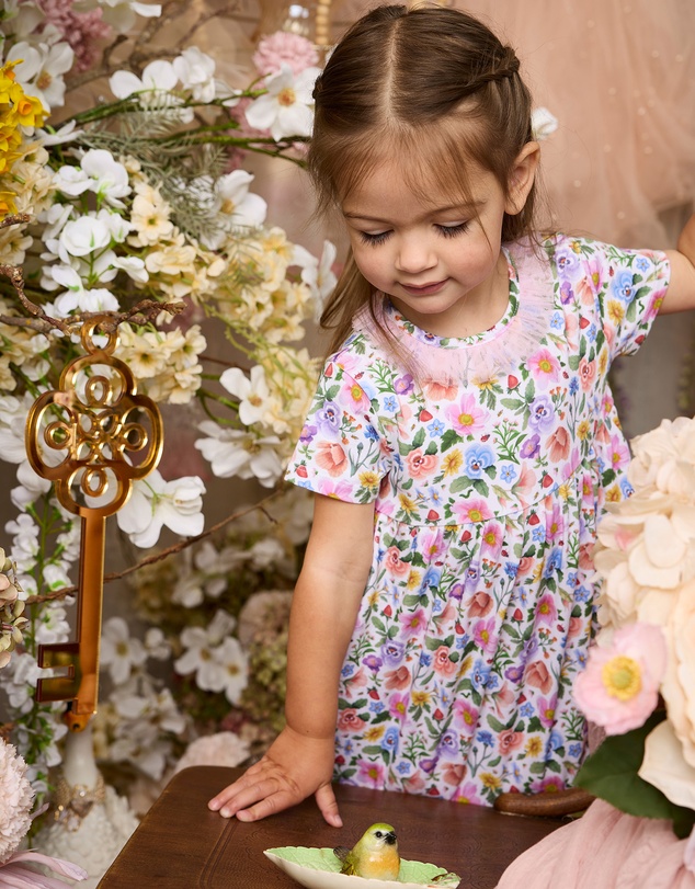 Fleur Harris - 'Heirloom Treasures' Pettaline Dress in Snow Floral