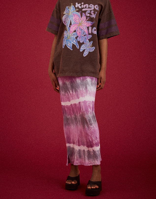 KINGA CSILLA - Purple Wave Column Skirt
