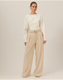 Tussah - Nora Belted Pleated Wide Leg Pants
