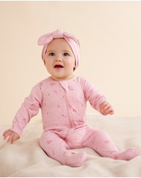 Purebaby - Zip Growsuit & Headband Set-Babies