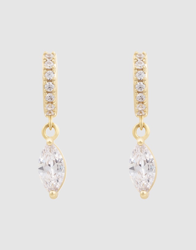 Wanderlust + Co - Marquise Gold Baby Huggie Earrings