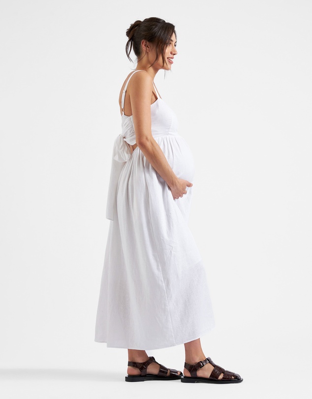 Ripe Maternity - Simone Tie Back Linen Dress