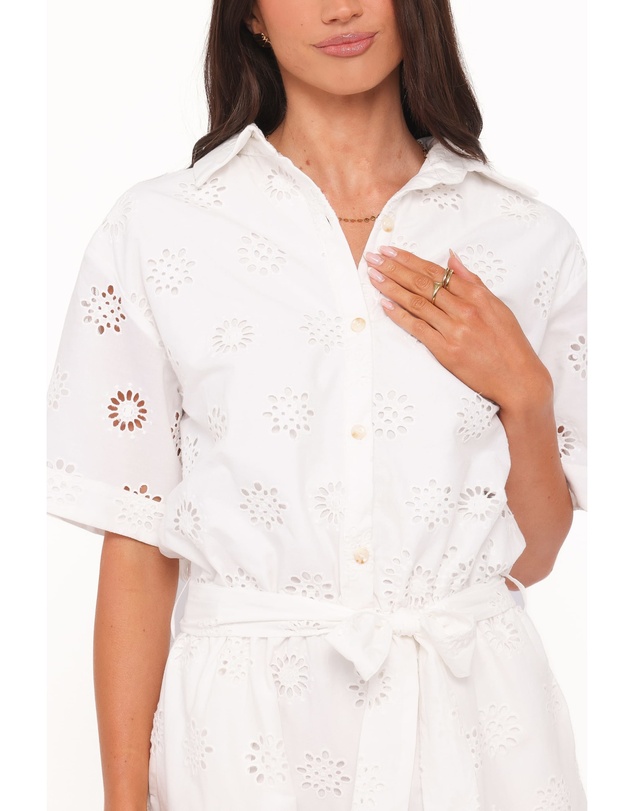 Petal & Pup - Jamie Tie Front Playsuit - White Broderie
