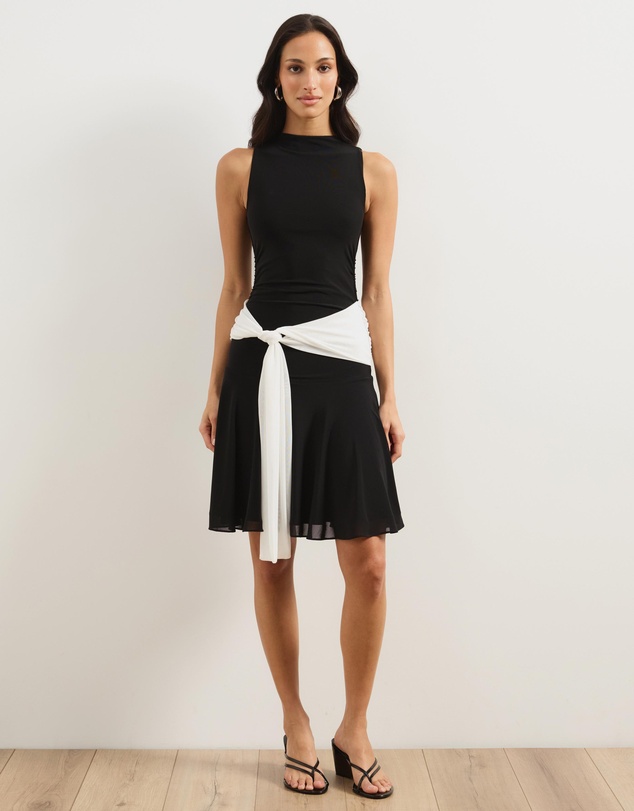 Atmos&Here - Leona Contrast Mesh Mini Dress